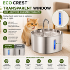 ECO CREST - 2.2L Stainless Steel Pet Water Fountain