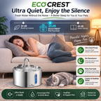 ECO CREST - 2.2L Stainless Steel Pet Water Fountain
