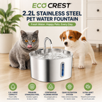 ECO CREST - 2.2L Stainless Steel Pet Water Fountain