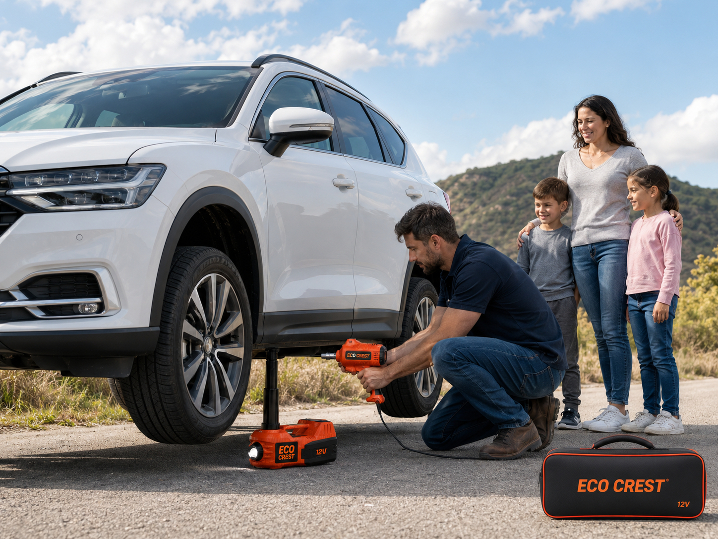 ECO CREST - 5-Ton Electric Hydraulic Car Jack Kit