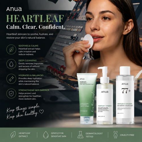 Korean ANUA Heartleaf Set 77 Soothing Acne Toner,Daily Lotion,Deep Cleansing Foam and Facial Cleansing Oil Skincare Products Set
