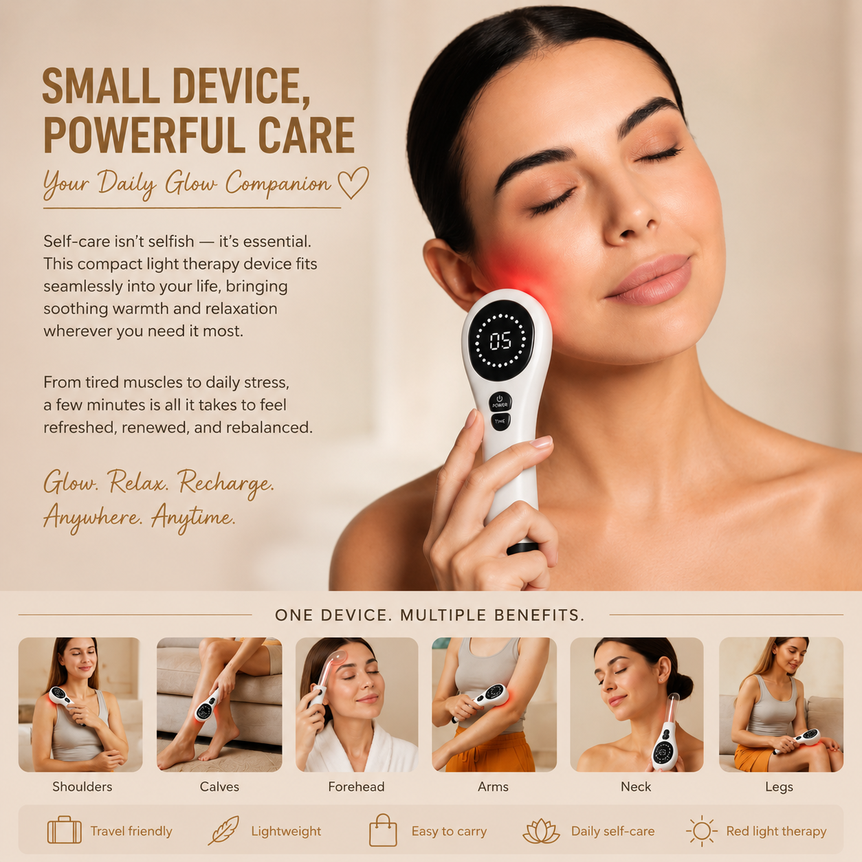 650nm+808nm Handheld Face Body Red Light Infrared Beauty Device Skin Rejuvenation Muscle Joint Body Fatigue Relief Health Care
