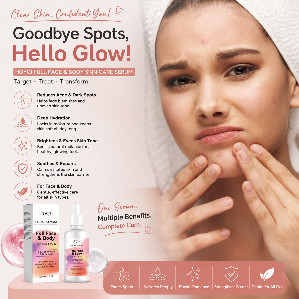 Vitamin Essence Solution Hydrating, Moisturizing, Shrinking Pores, Nourishing Skin, Anti Wrinkle And Firming Essence Solution