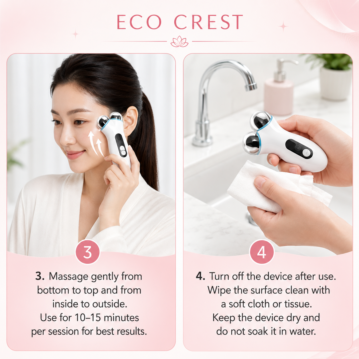 ECO CREST - Dual Head Microcurrent Facial Massager