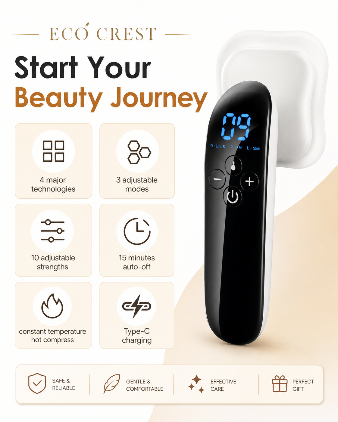 ECO CREST - EMS Ultrasonic Body Massager