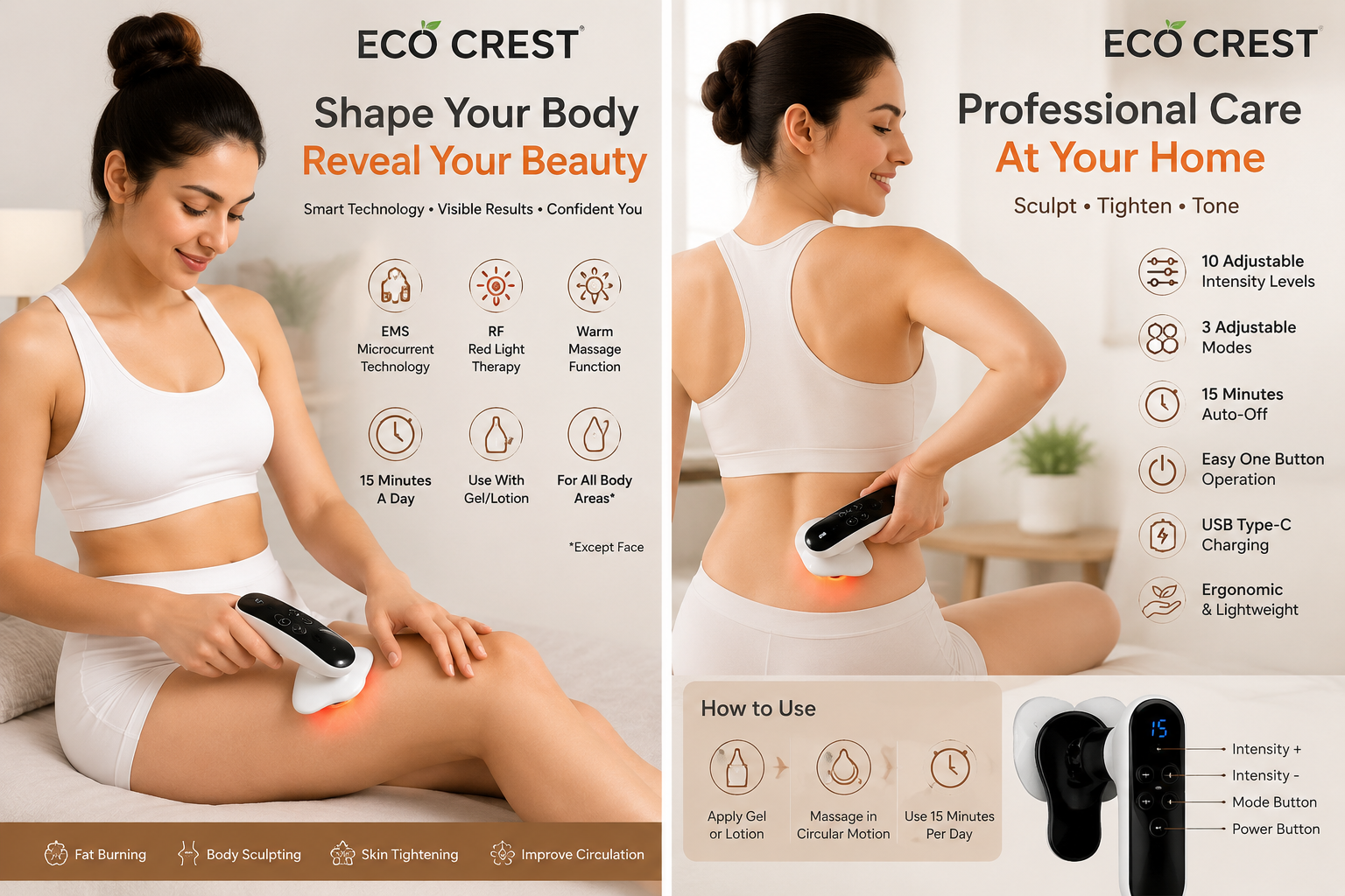 ECO CREST - EMS Ultrasonic Body Massager