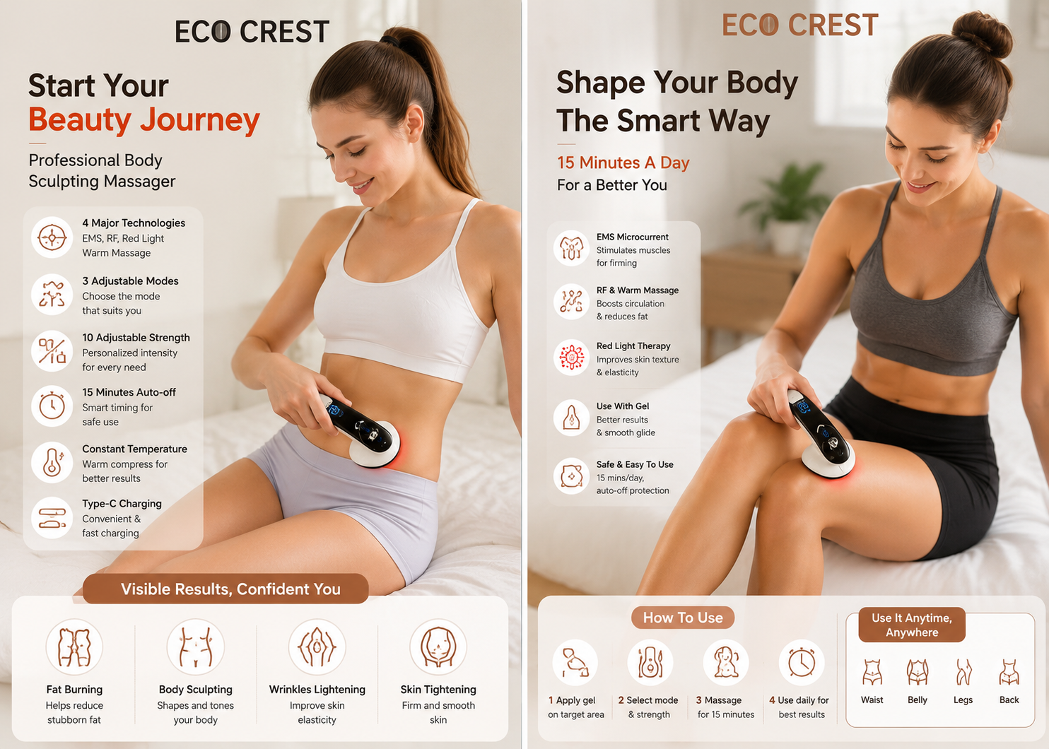 ECO CREST - EMS Ultrasonic Body Massager