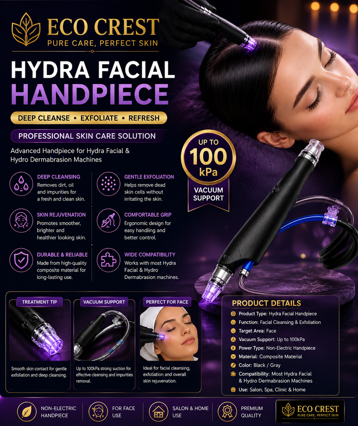 ECO CREST - Hydra Facial Cleaning Handpiece
