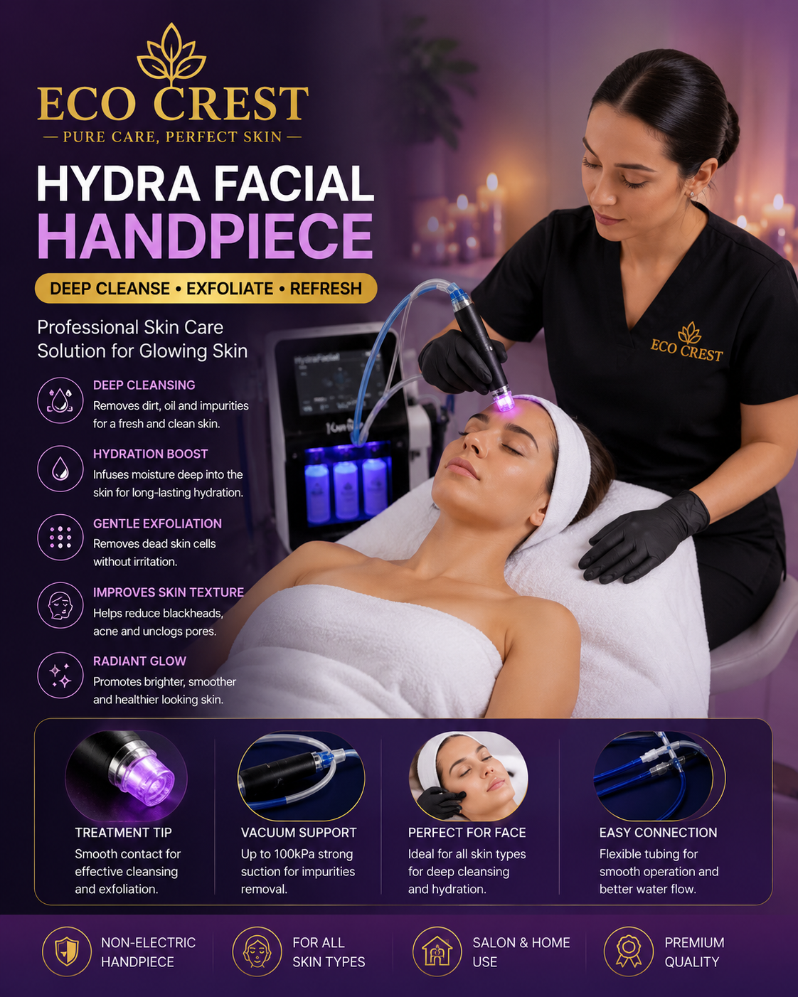 ECO CREST - Hydra Facial Cleaning Handpiece