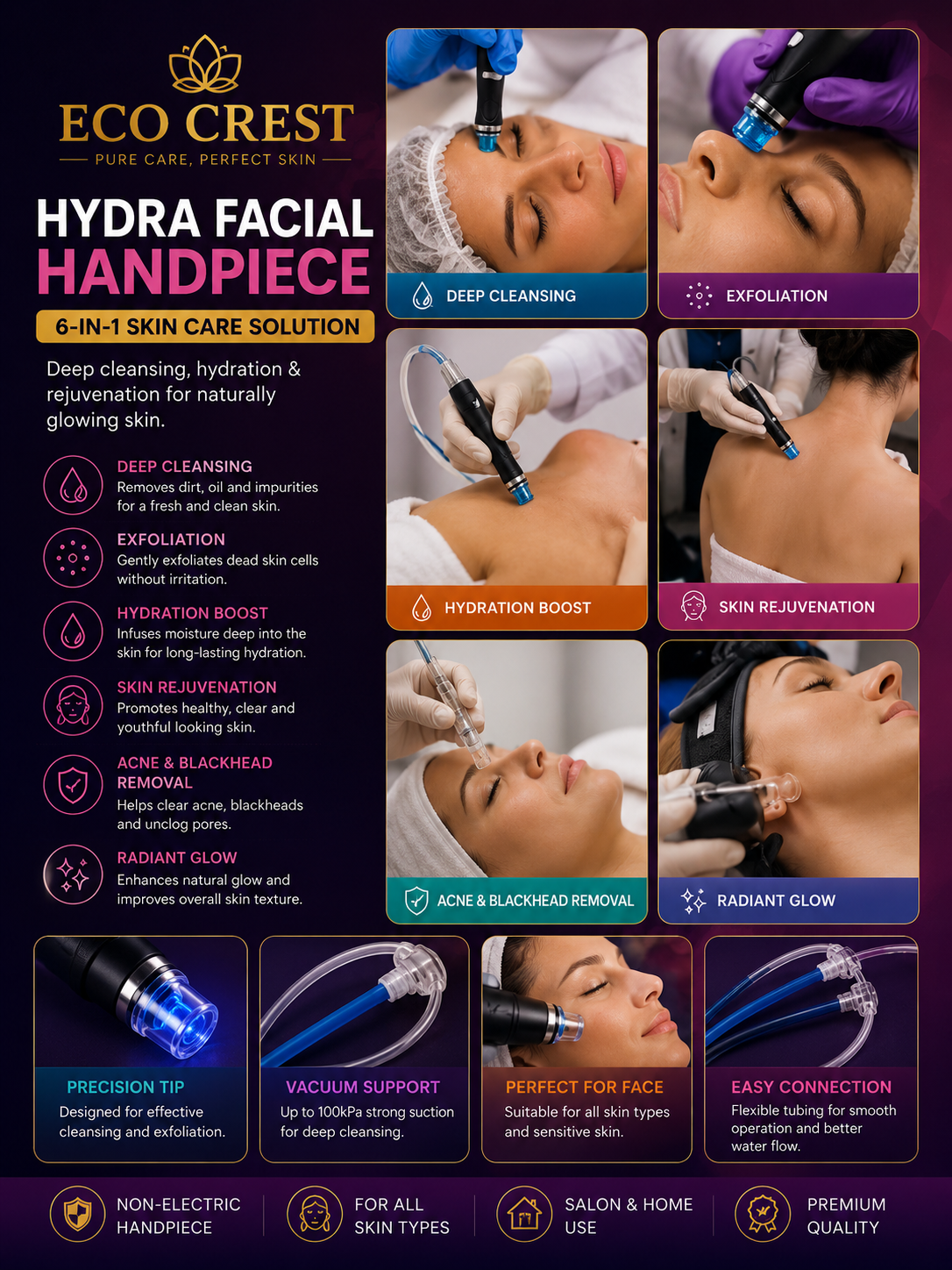 ECO CREST - Hydra Facial Cleaning Handpiece