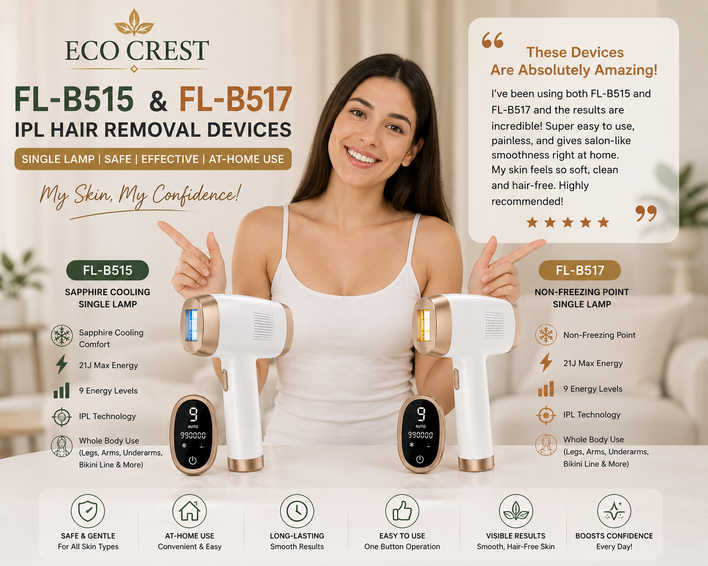 ECO CREST - IPL Hair Removal Device (FL-B515/FL-B517)