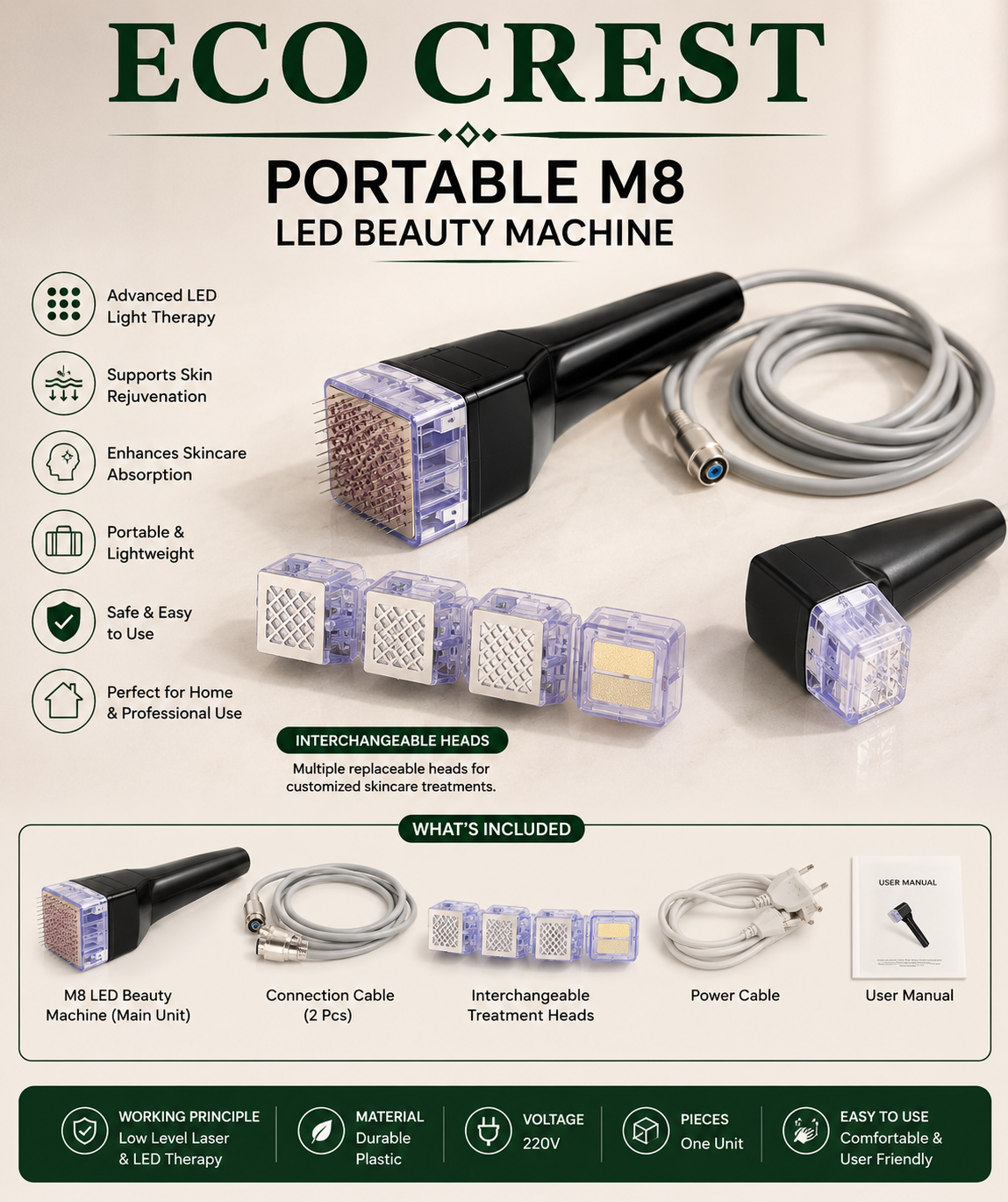 ECO CREST - Portable M8 LED Beauty Machine