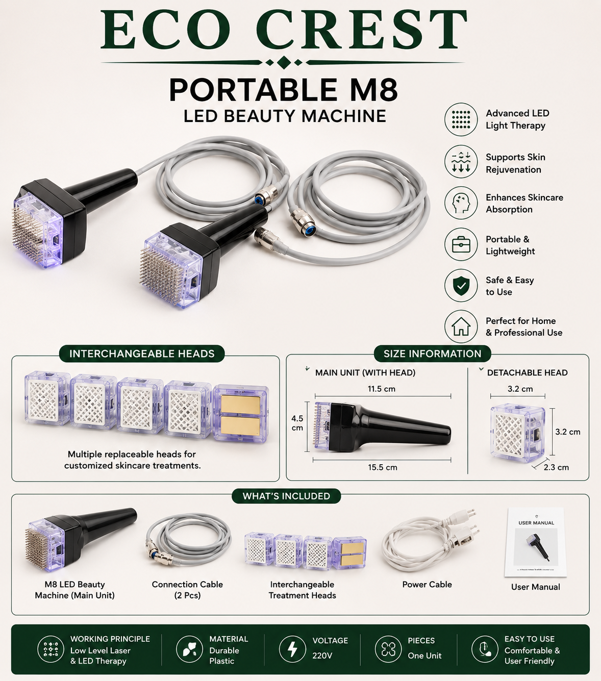 ECO CREST - Portable M8 LED Beauty Machine