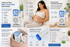 ECO CREST - Portable Fetal Doppler Listening Device - Blue 3.0Hz Device - 30ml Ultrasound Gel