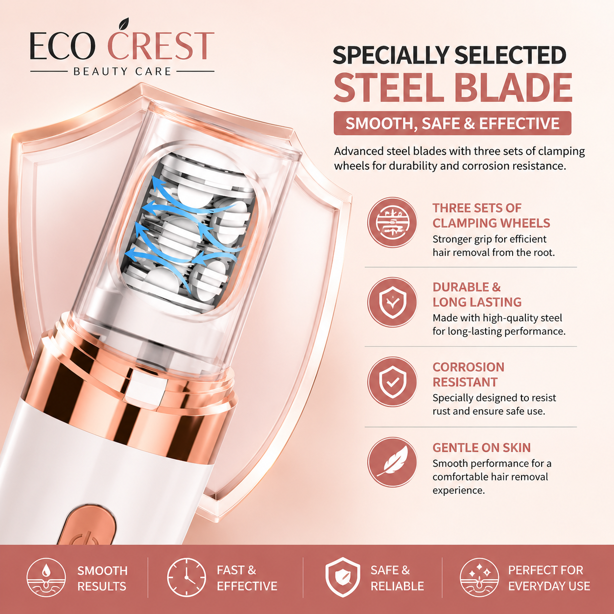 ECO CREST - Rechargeable Women's Facial Hair Remover