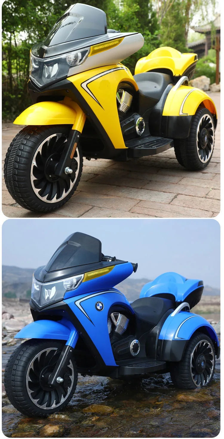 ECO CREST - 12V Electric Ride-On Motorcycle Tricycle for Kids Ages 3-12