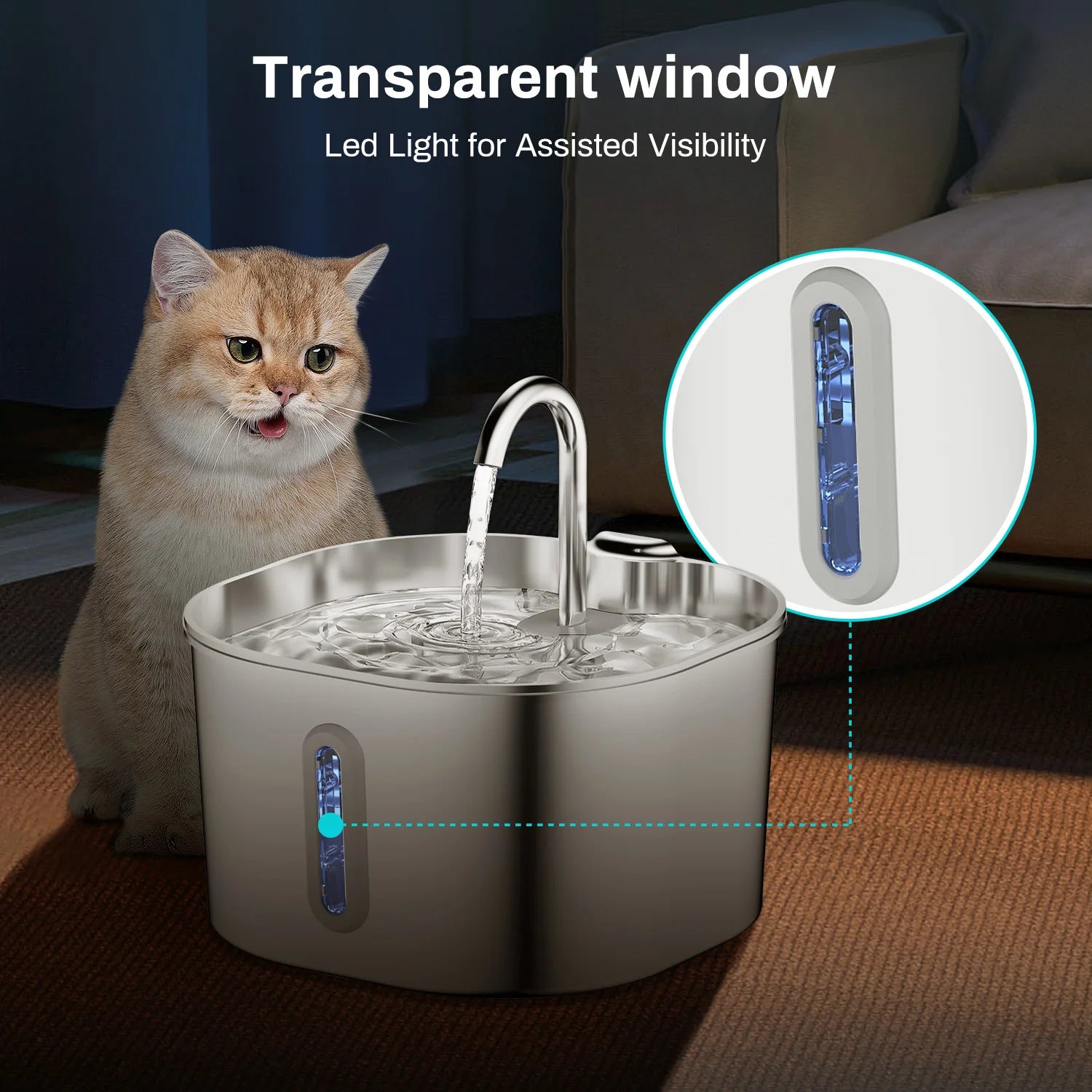 ECO CREST - 2.2L Stainless Steel Pet Water Fountain
