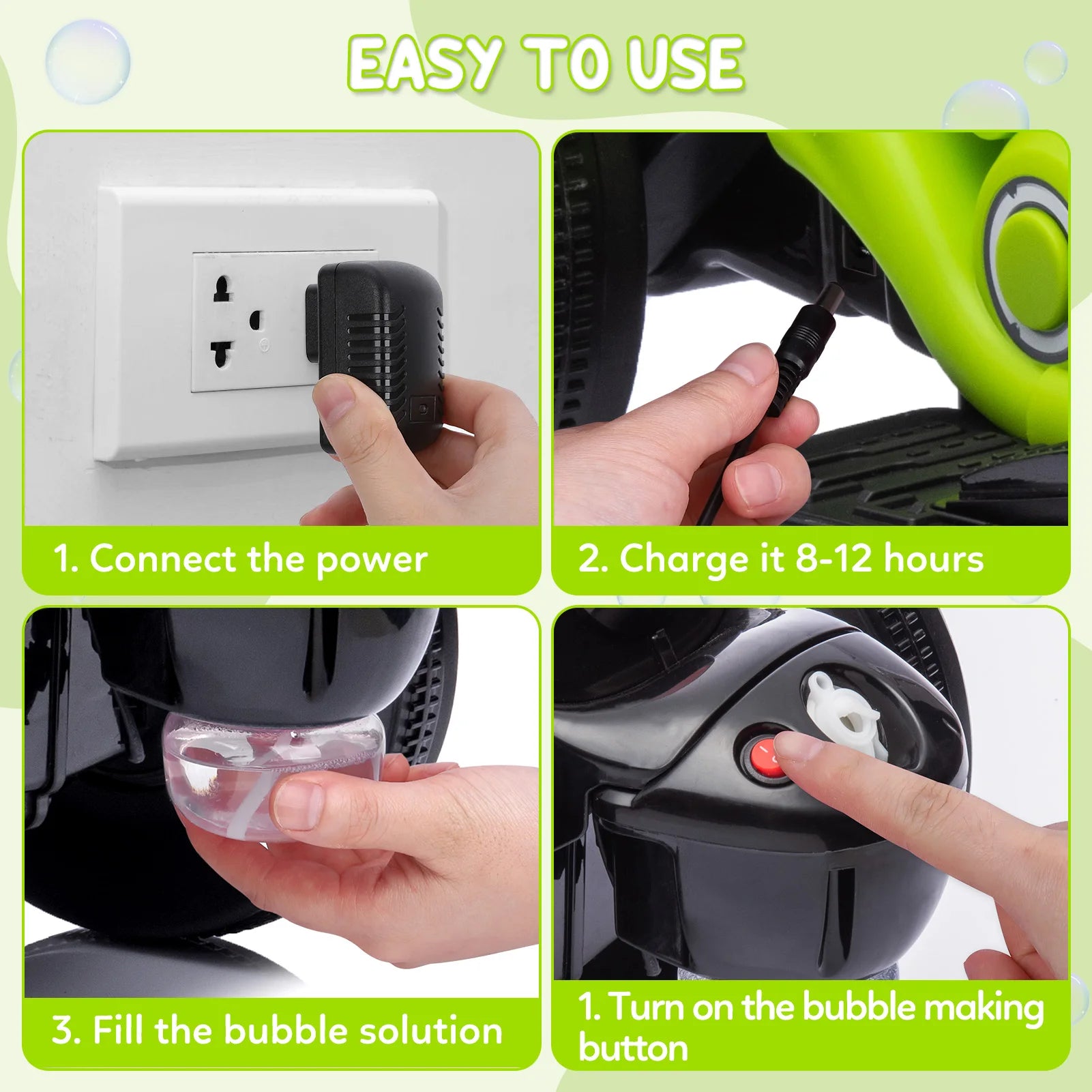 ECO CREST - 6V Kids Electric Ride-On Motorcycle with Bubble Machine
