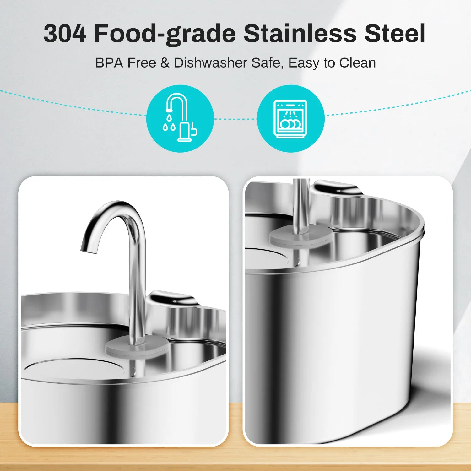 ECO CREST - 2.2L Stainless Steel Pet Water Fountain