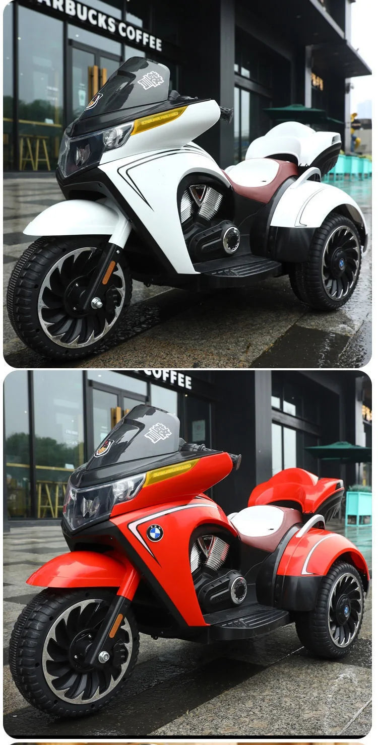 ECO CREST - 12V Electric Ride-On Motorcycle Tricycle for Kids Ages 3-12