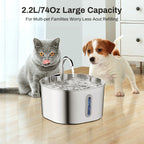 ECO CREST - 2.2L Stainless Steel Pet Water Fountain