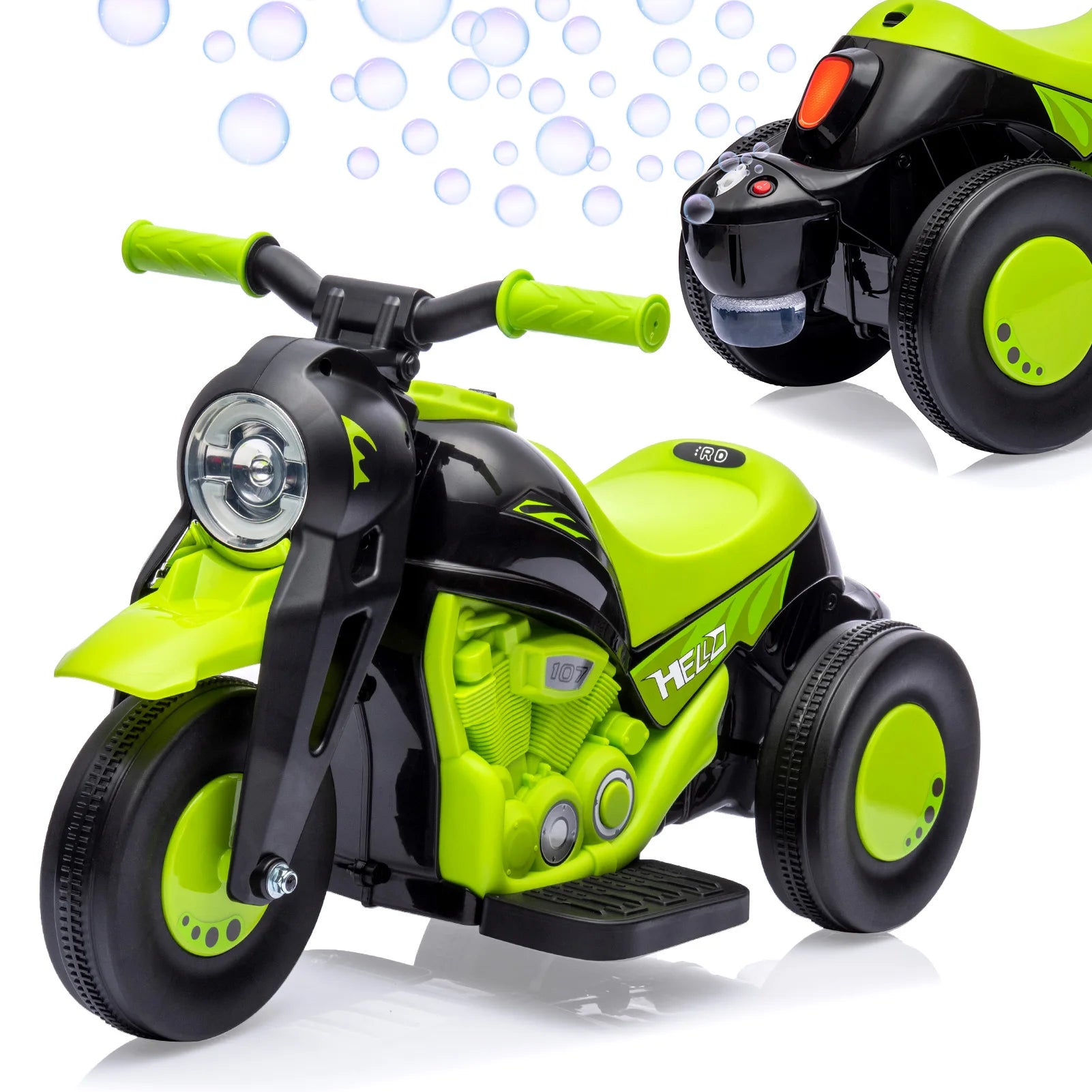 ECO CREST - 6V Kids Electric Ride-On Motorcycle with Bubble Machine