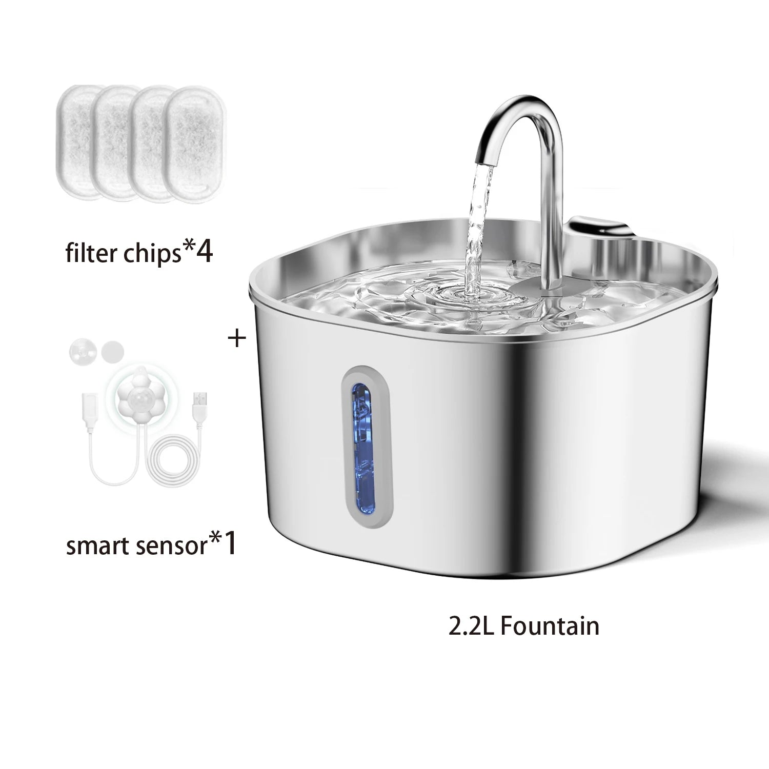 ECO CREST - 2.2L Stainless Steel Pet Water Fountain
