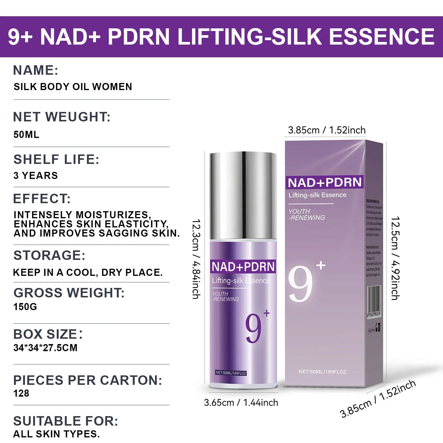 9+ NAD+ PDRN Lifting-sil Essence for Women Firming, Fade Fine Lines NAD+ Serum& Toner for Brightening Skin 50ML
