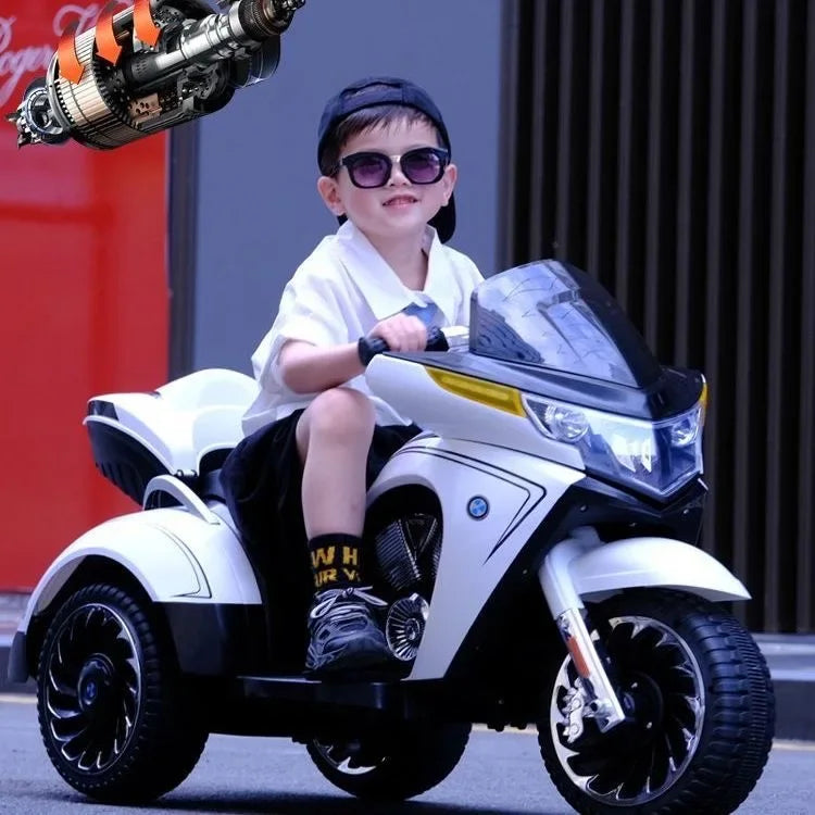 ECO CREST - 12V Electric Ride-On Motorcycle Tricycle for Kids Ages 3-12