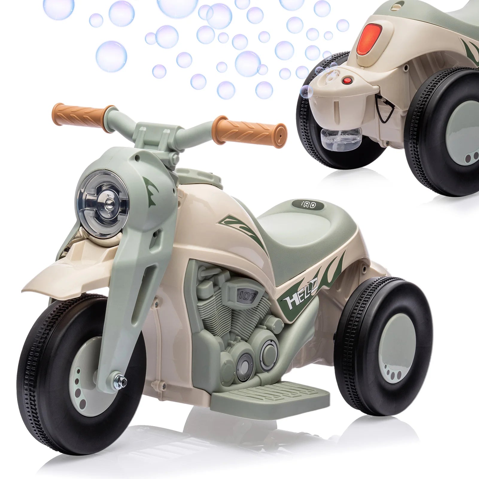 ECO CREST - 6V Kids Electric Ride-On Motorcycle with Bubble Machine