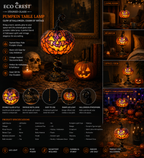 ECO CREST - Stained Glass Pumpkin Table Lamp
