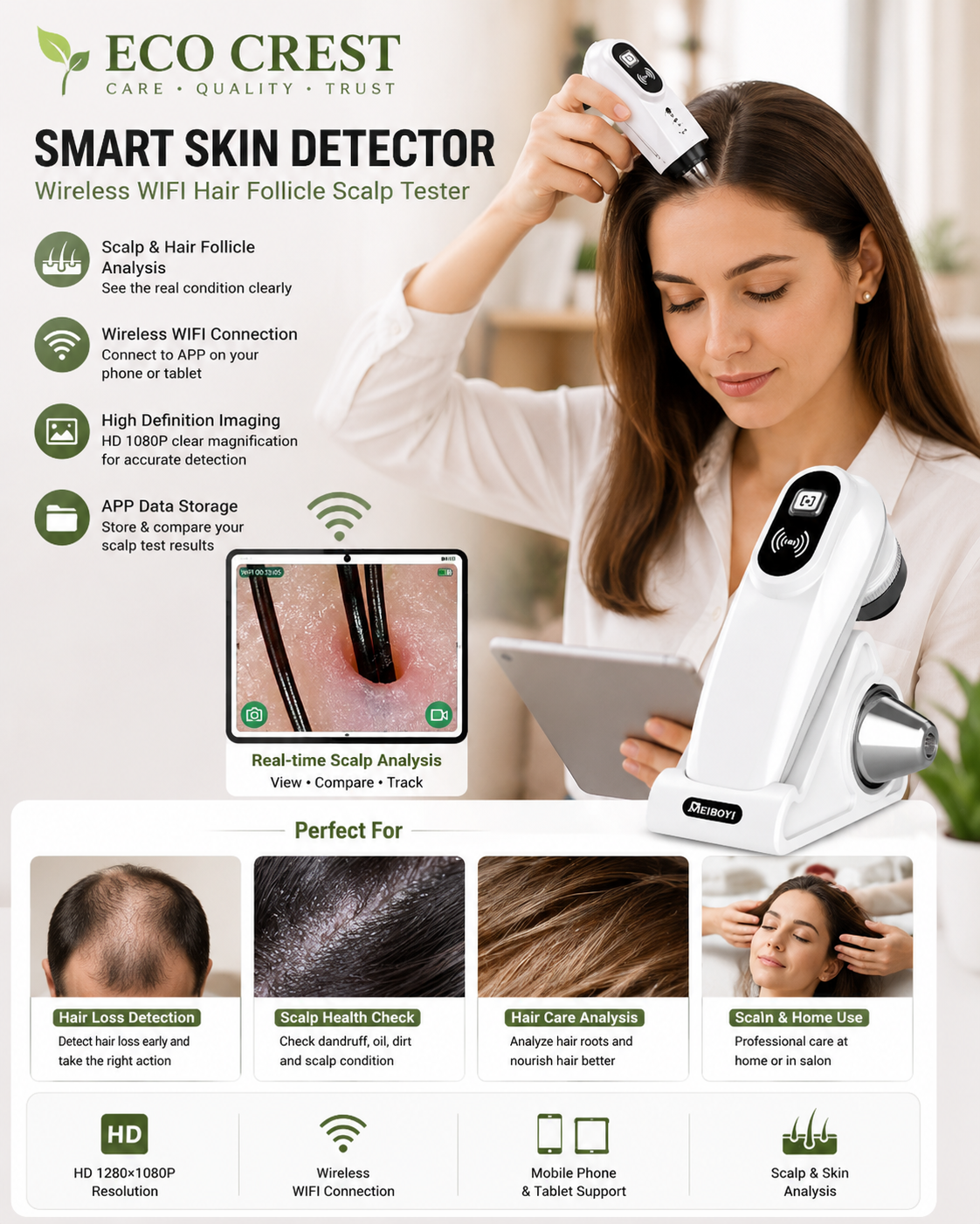 ECO CREST • Wireless Skin & Scalp Analyzer