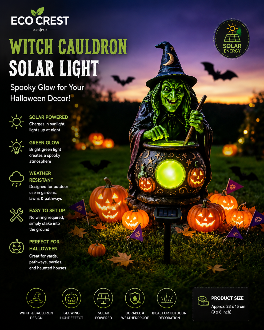 ECO CREST - Witch Cauldron Solar Light