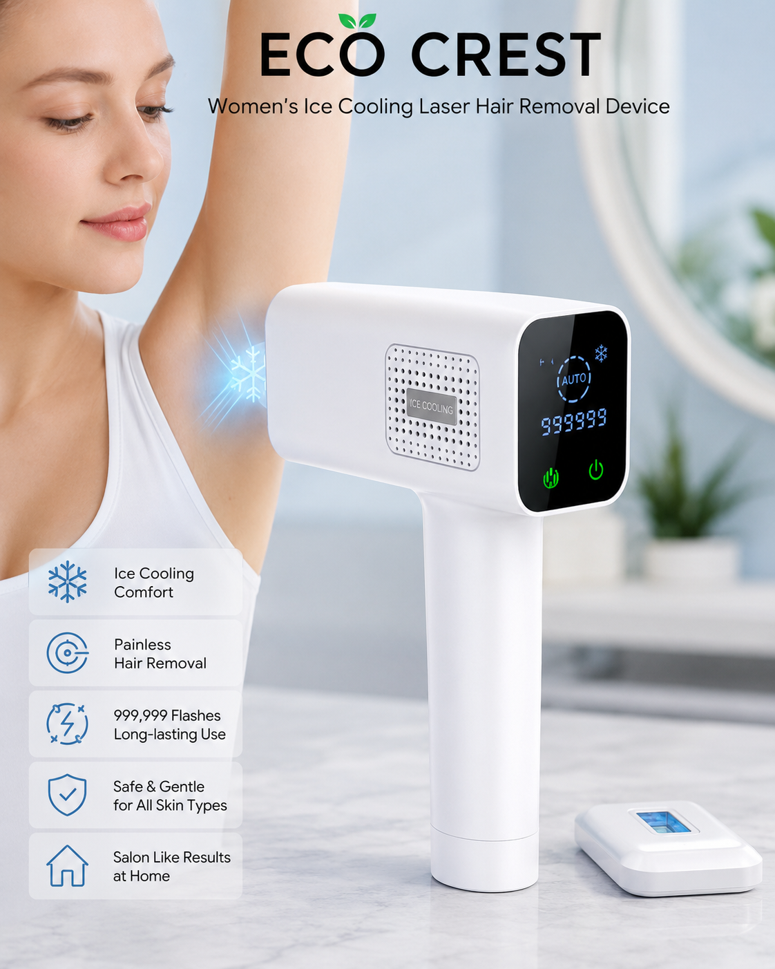 ECO CREST - Women's Ice Cooling Laser Hair Removal Device