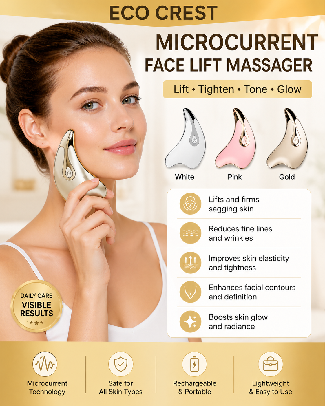 ECO CREST - Microcurrent Facial Lifting & Sculpting Massager