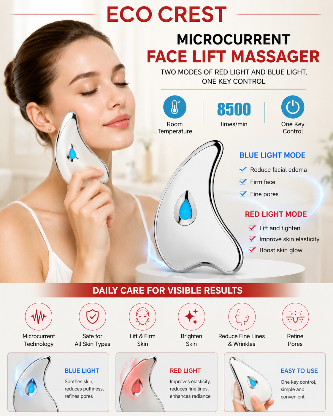 ECO CREST - Microcurrent Facial Lifting & Sculpting Massager