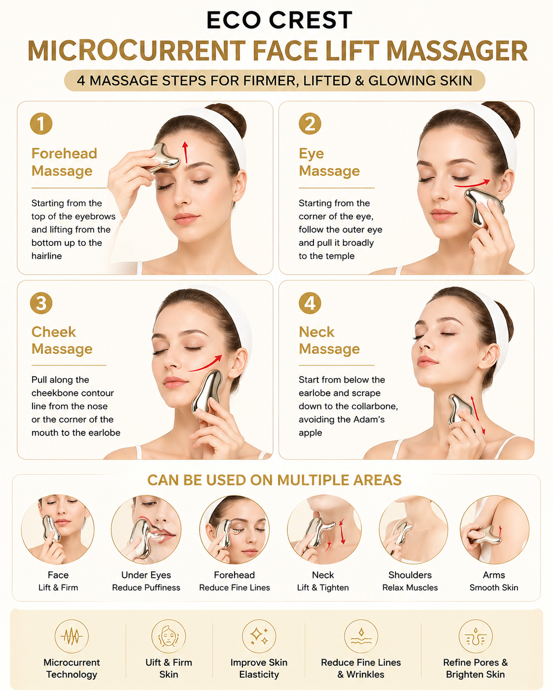 ECO CREST - Microcurrent Facial Lifting & Sculpting Massager