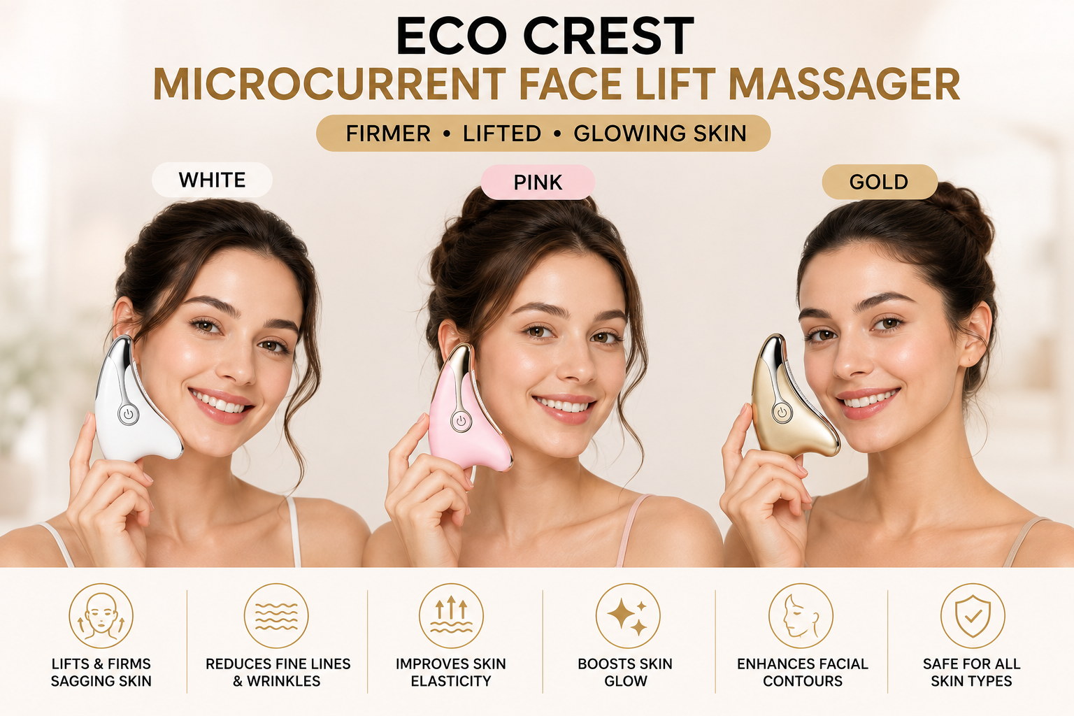 ECO CREST - Microcurrent Facial Lifting & Sculpting Massager