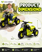 ECO CREST - 6V Kids Electric Ride-On Motorcycle with Bubble Machine