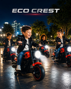 ECO CREST - Kids Electric Ride-On Motorcycle with Training Wheels