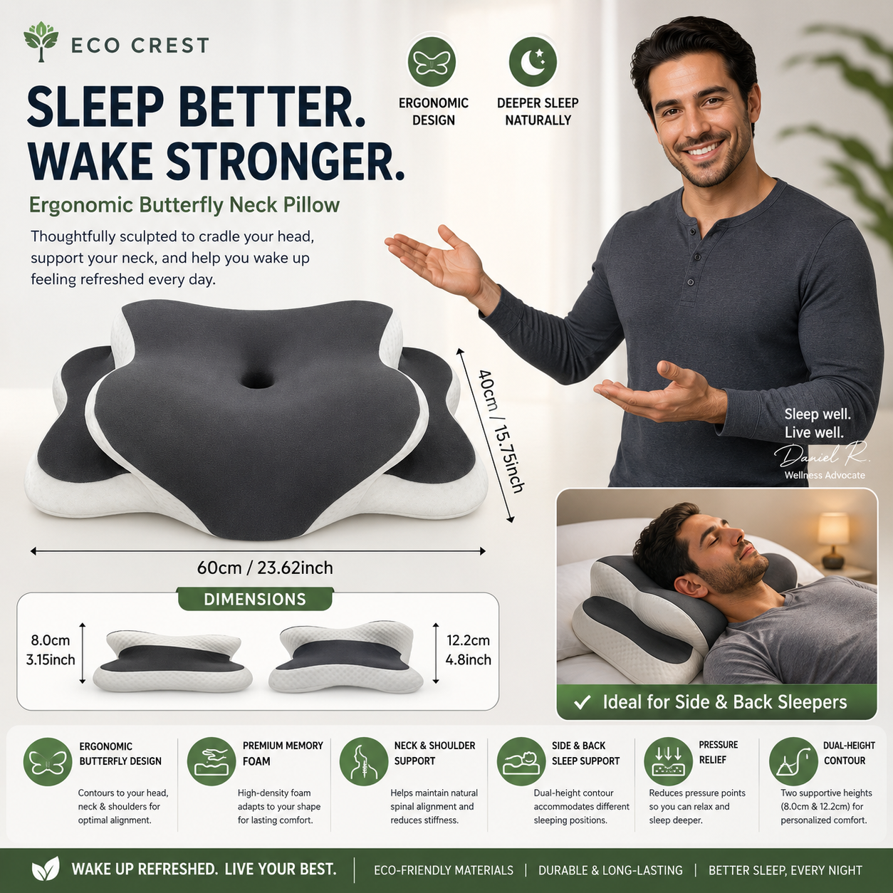 ECO CREST- Butterfly Memory Foam Neck Support Pillow